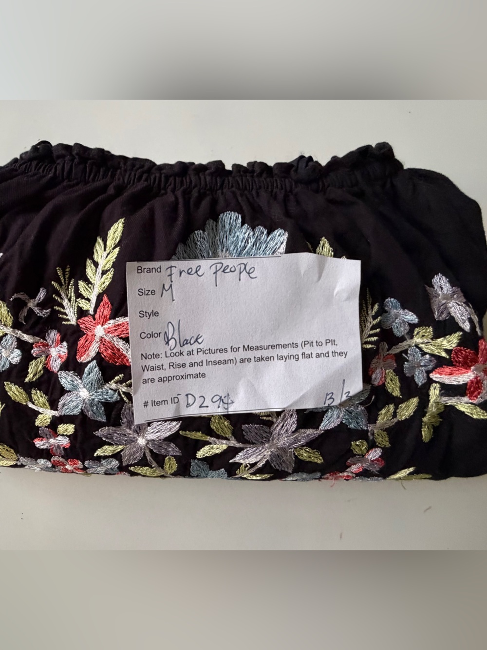 Free People Womens Dress Size M Black Floral Embroidered 3/4 Sleeve Side Pockets - Picture 10 of 10
